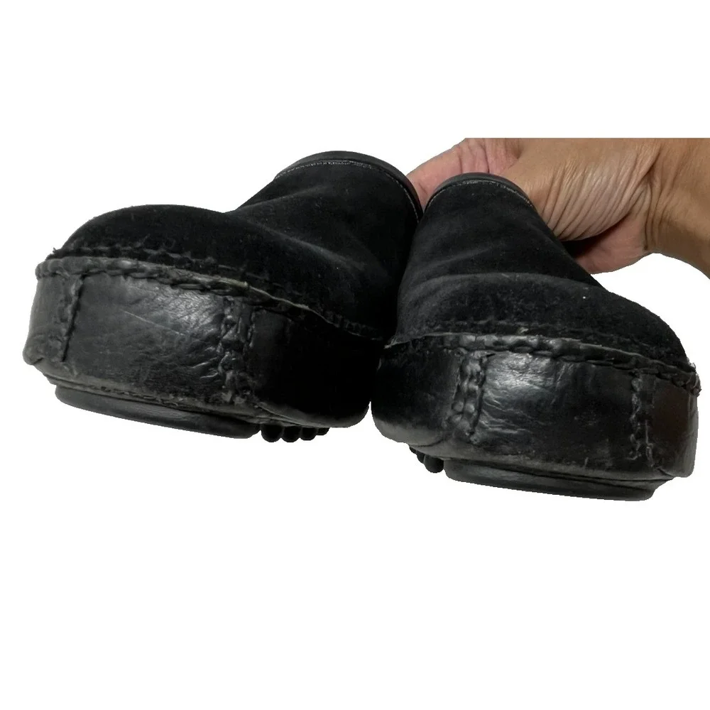 COLE HAAN Country Womens 9 Clog Shoes Black Suede Leather Knobby Outsole - Picture 3 of 10